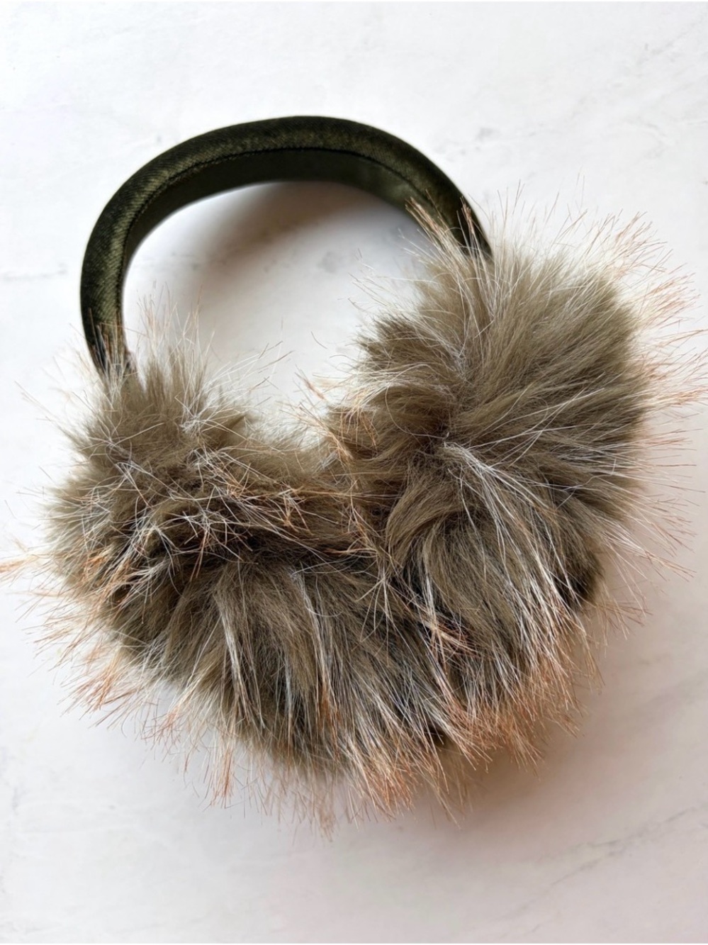 NWT Anthropologie Violet & Brooks Olive Faux Fur Velvet Earmuffs